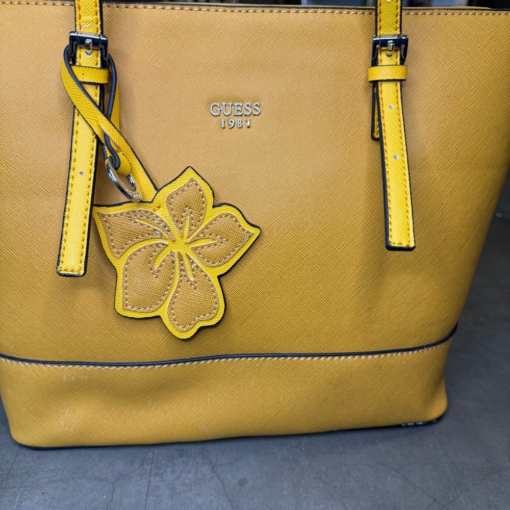 Guess Women’s Mustard Yellow Chandler Tote Purse - Picture 7 of 9